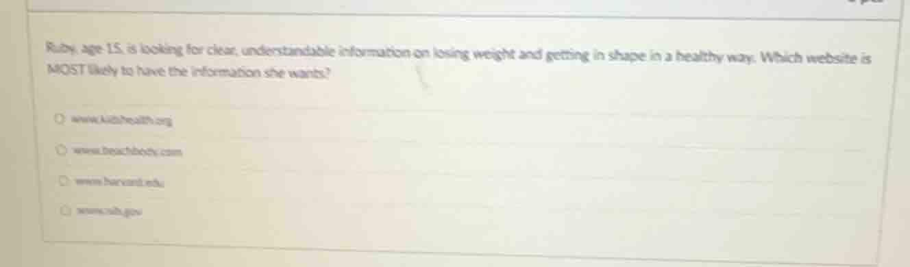 ruby, age 15, is looking for clear, understandable information on losin…