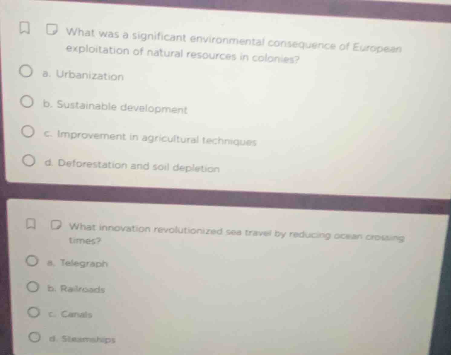 1. what was a significant environmental consequence of european exploit…