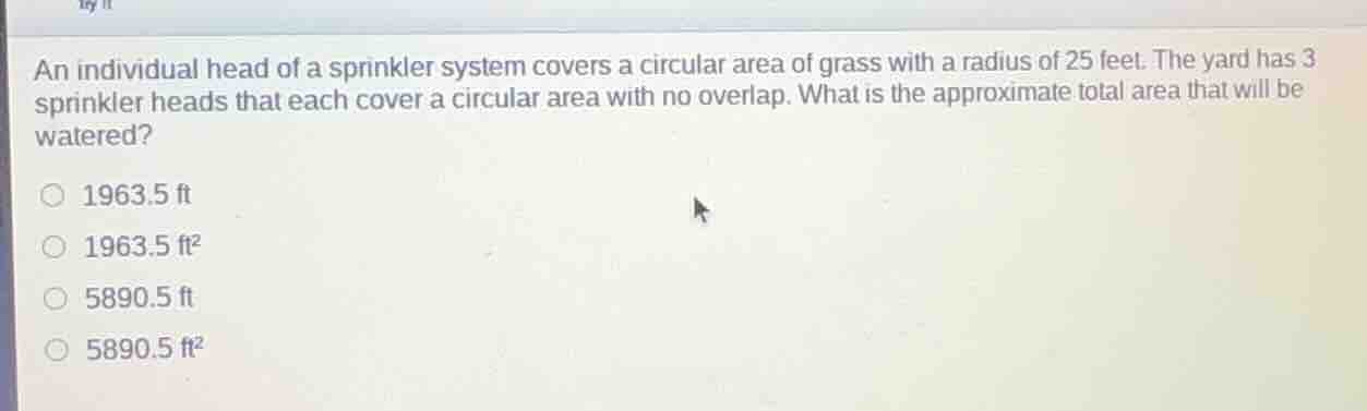 an individual head of a sprinkler system covers a circular area of gras…