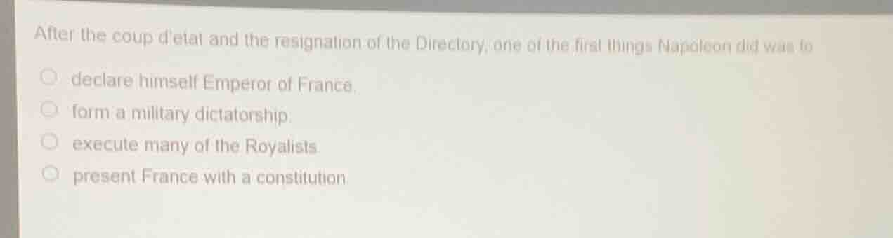 after the coup detat and the resignation of the directory, one of the f…