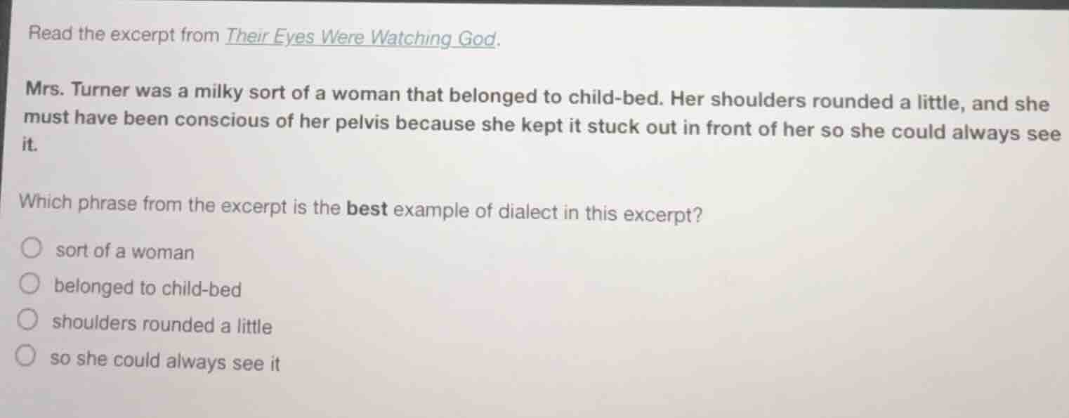 read the excerpt from their eyes were watching god. mrs. turner was a m…