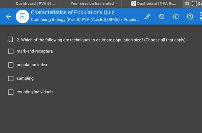 characteristics of populations quiz continuing biology (part b) pva (ac…