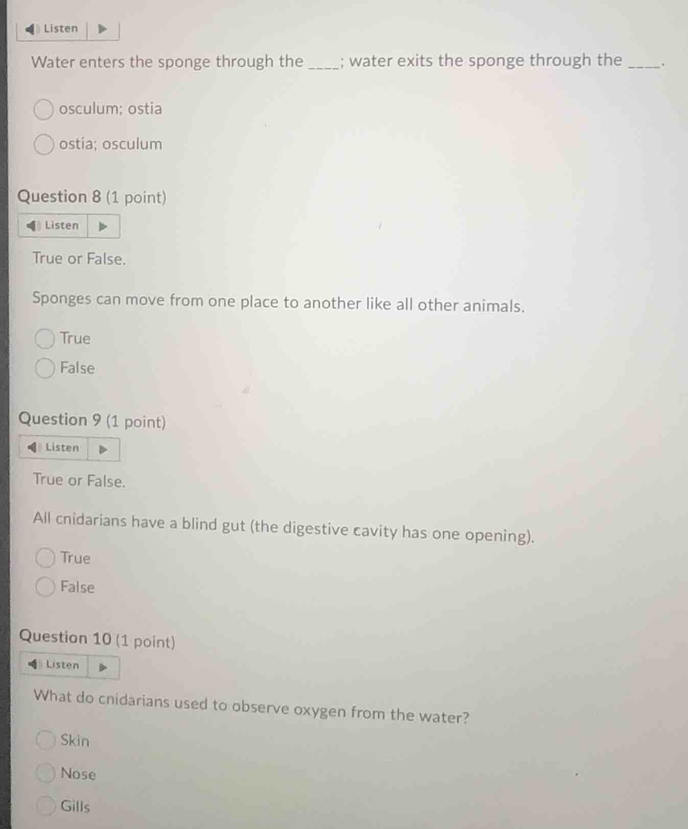 listenwater enters the sponge through the ____; water exits the sponge …