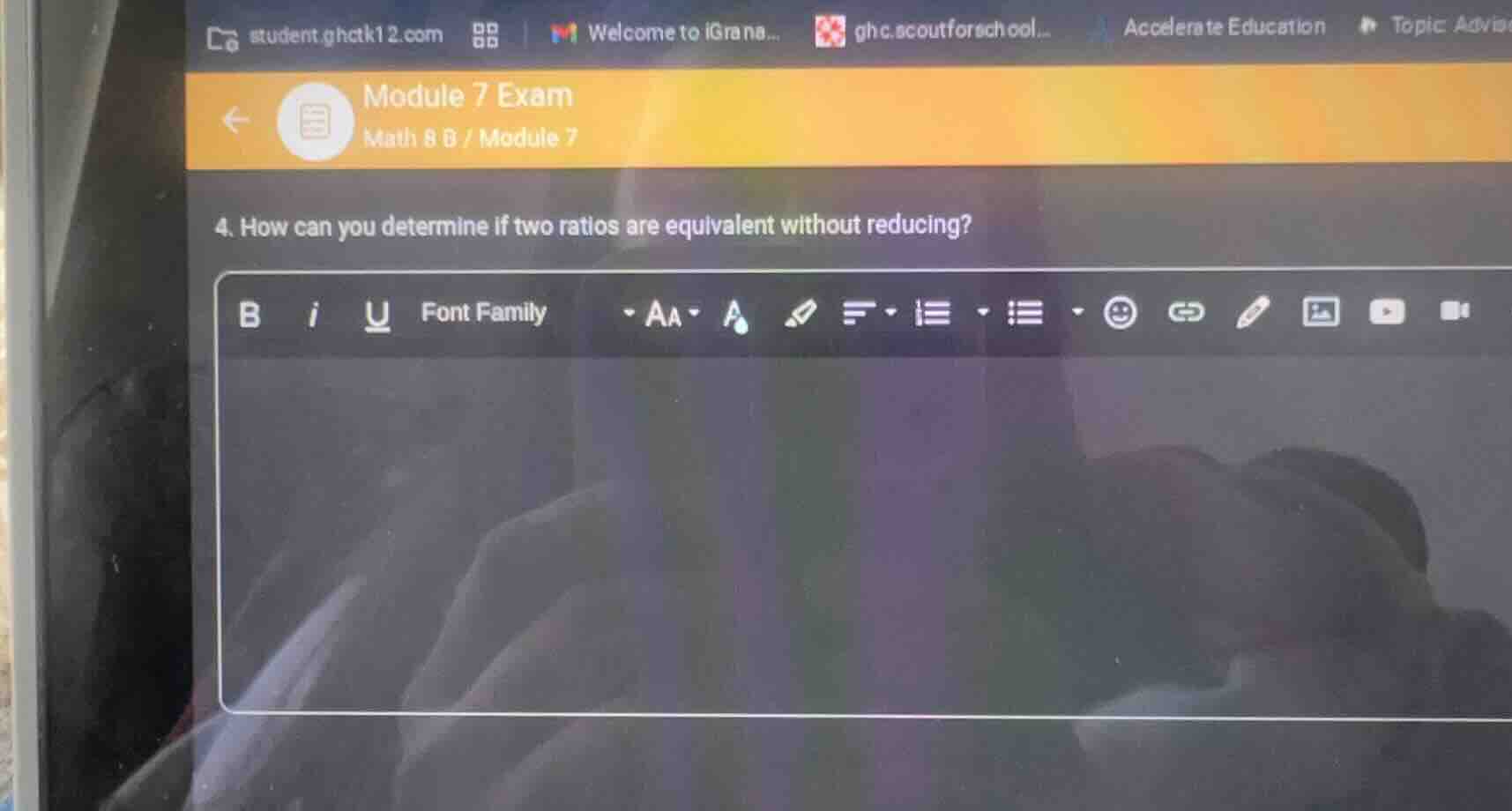 module 7 exam math 8 b / module 7 4. how can you determine if two ratio…