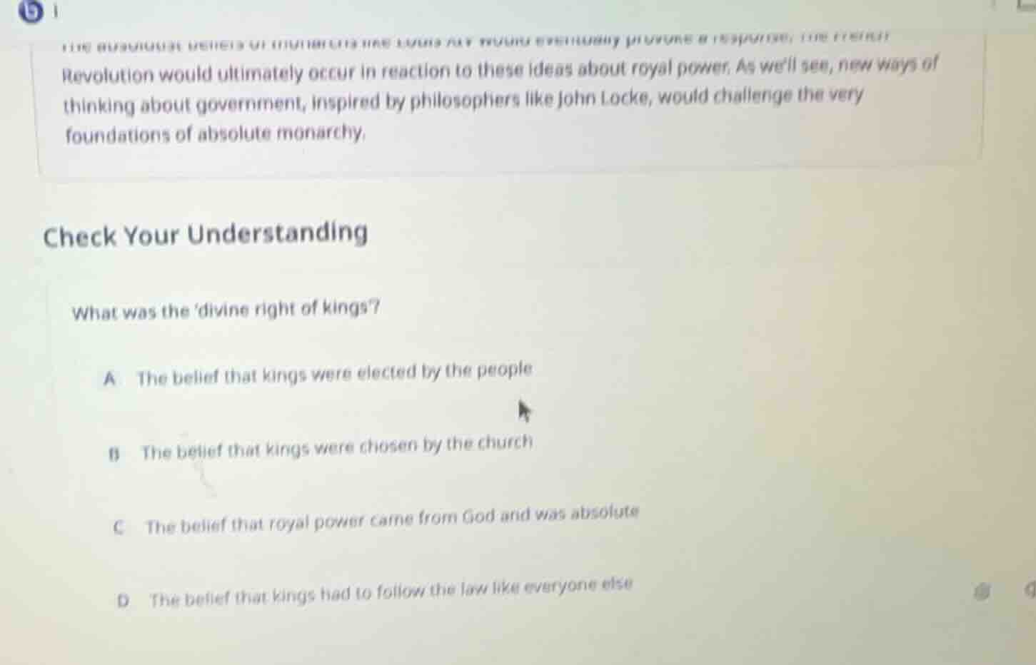 revolution would ultimately occur in reaction to these ideas about roya…