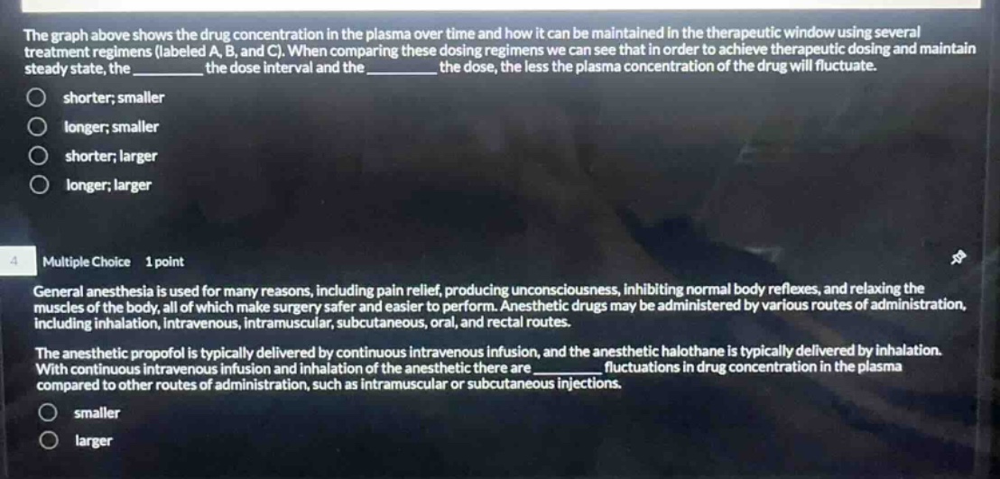 the graph above shows the drug concentration in the plasma over time an…