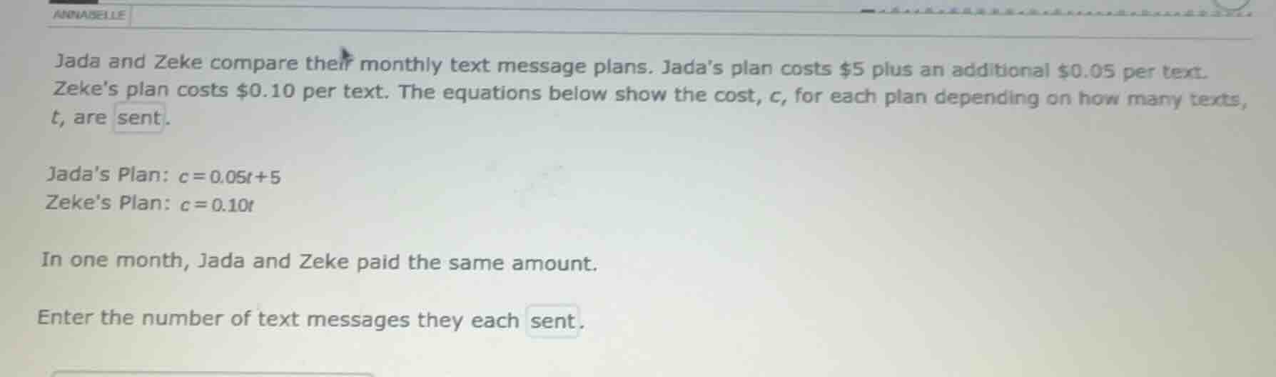 jada and zeke compare their monthly text message plans. jadas plan cost…