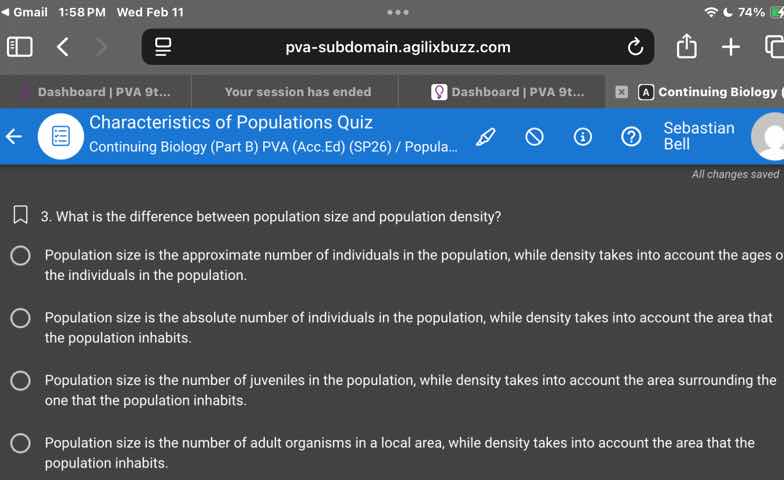 characteristics of populations quiz continuing biology (part b) pva (ac…