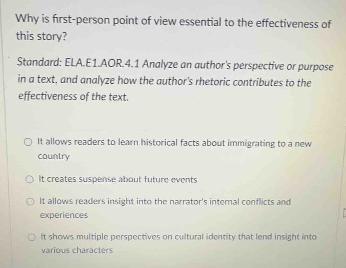 why is first-person point of view essential to the effectiveness of thi…
