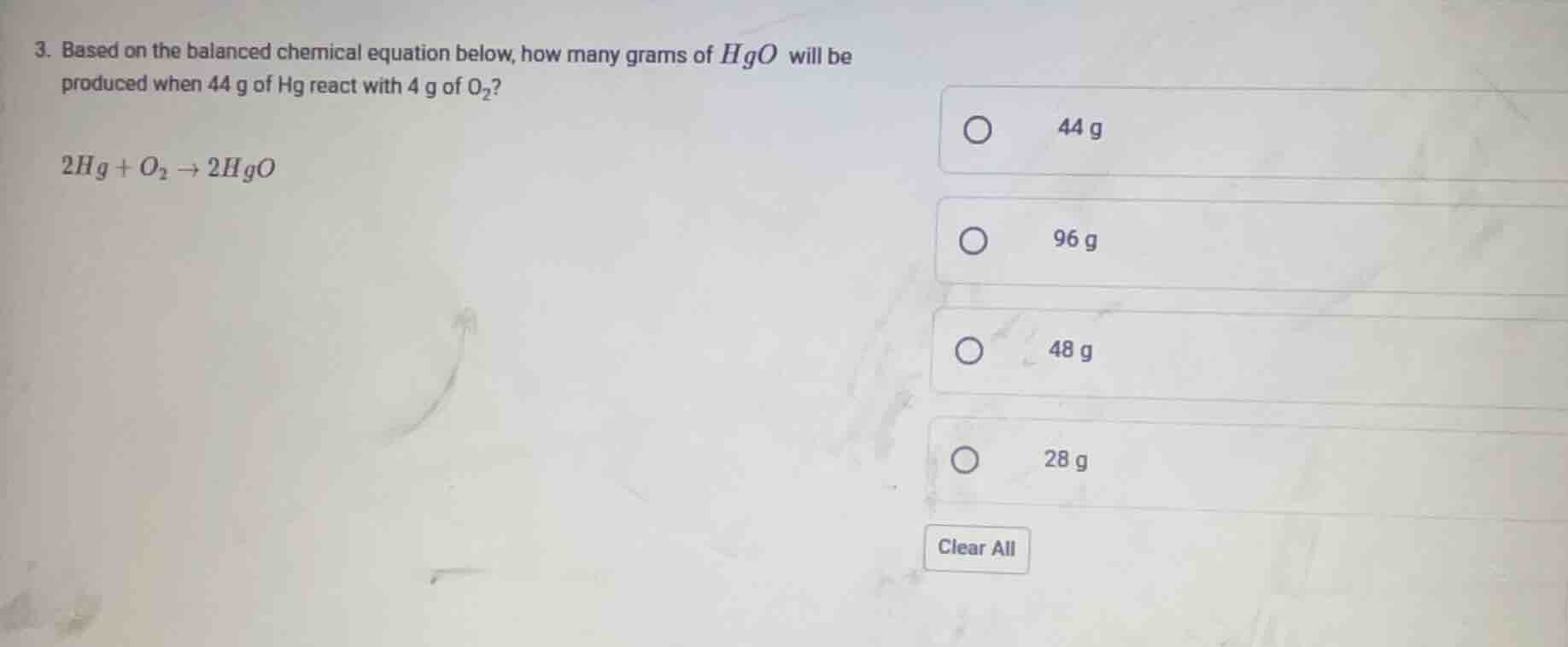 3. based on the balanced chemical equation below, how many grams of $hg…