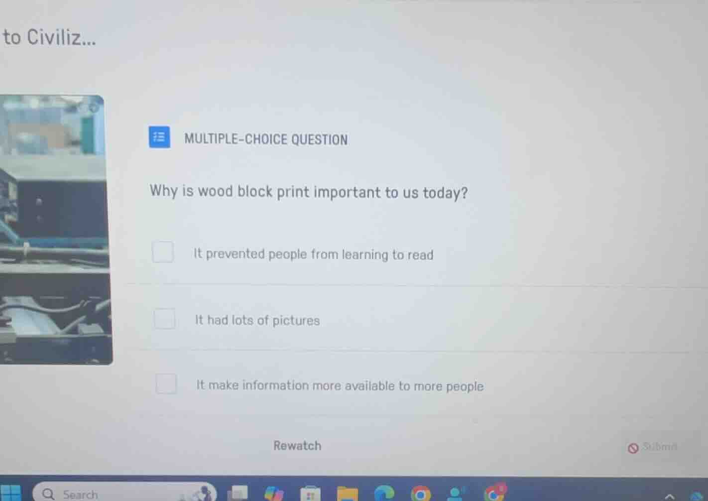 multiple-choice question why is wood block print important to us today?…