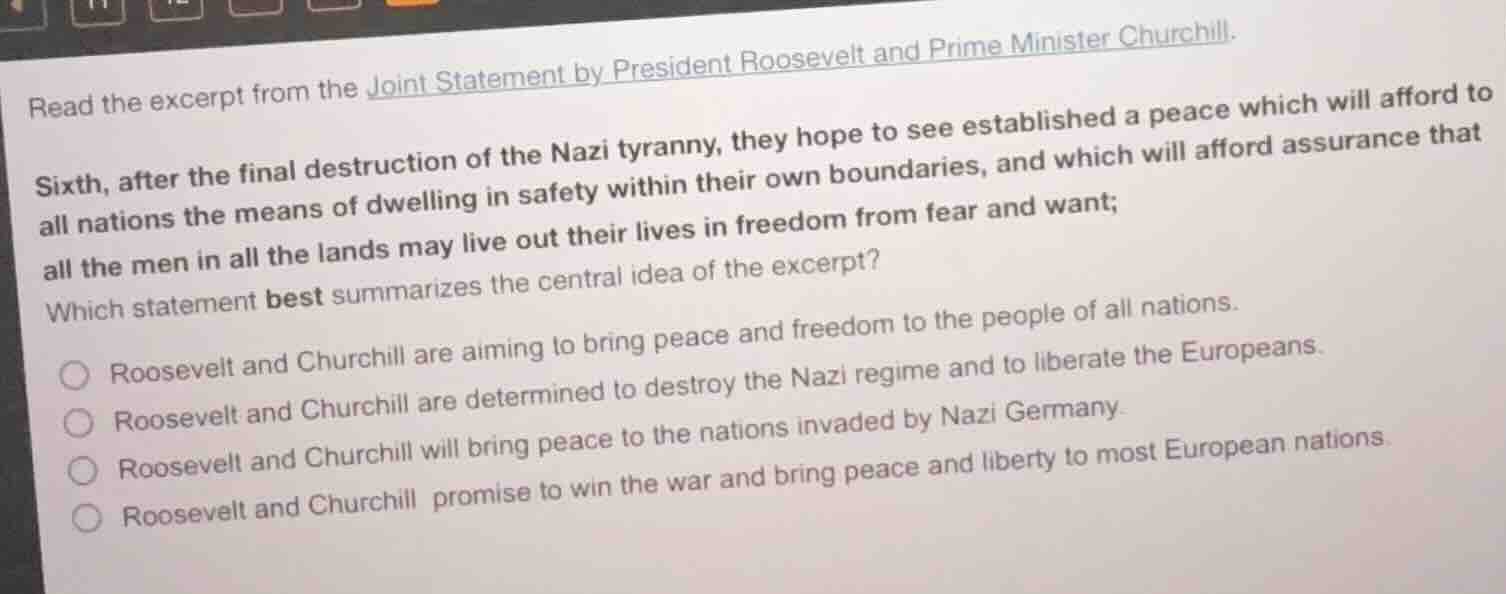 read the excerpt from the joint statement by president roosevelt and pr…