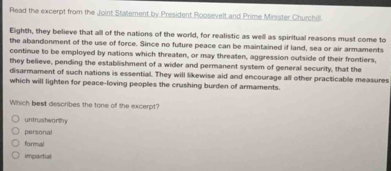 read the excerpt from the joint statement by president roosevelt and pr…