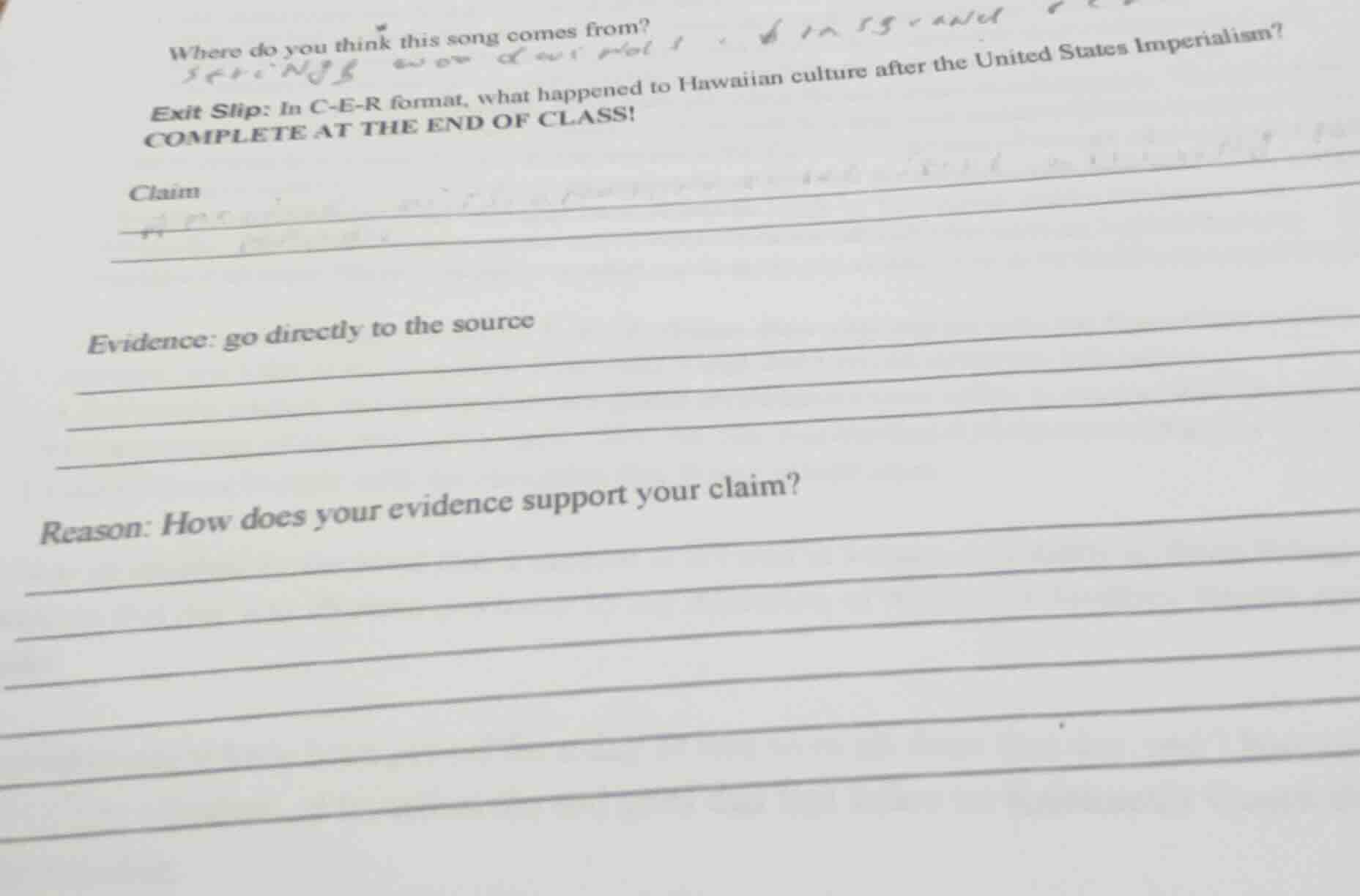 where do you think this song comes from?exit slip: in c-e-r format, wha…