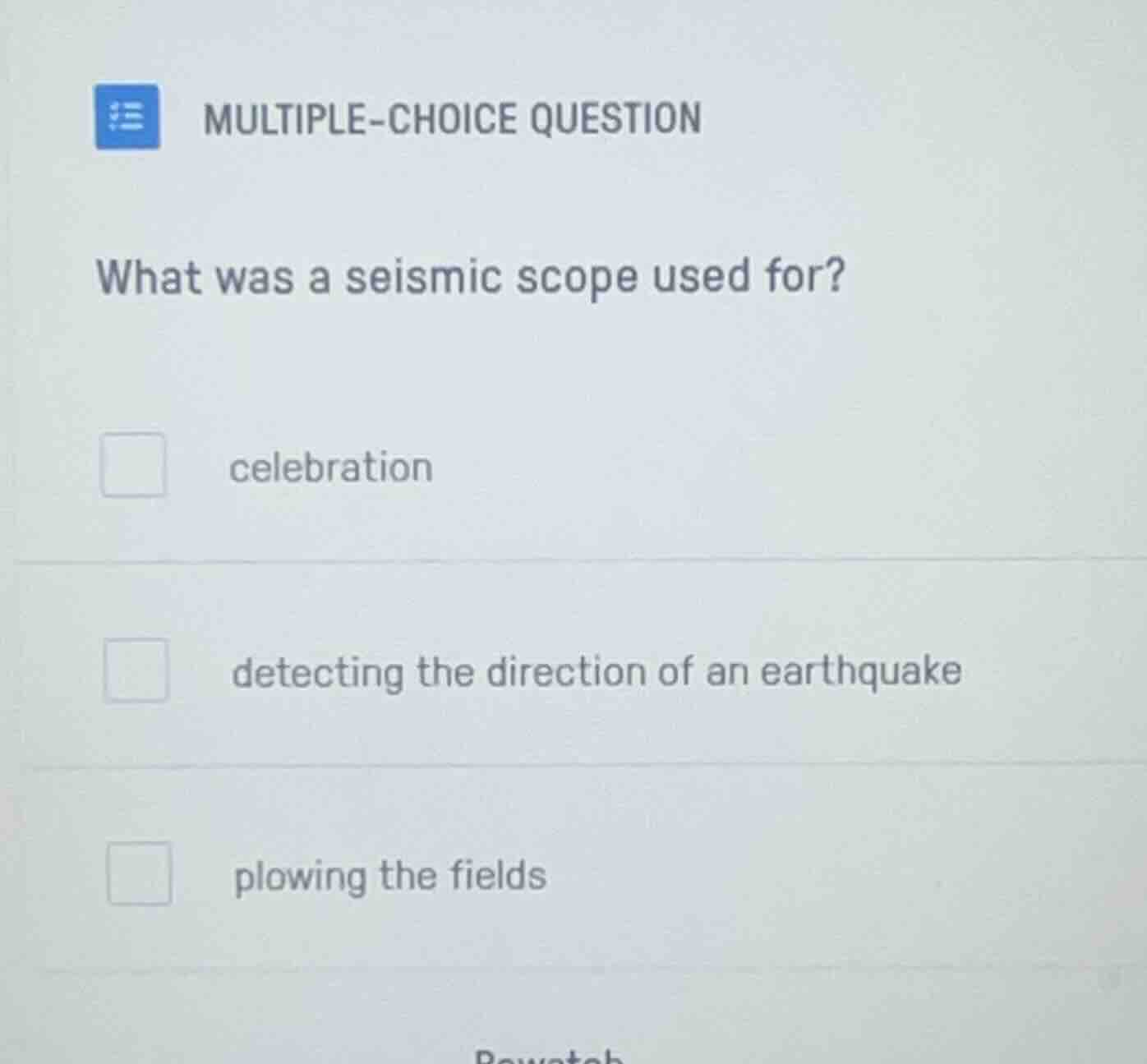multiple-choice question what was a seismic scope used for? celebration…