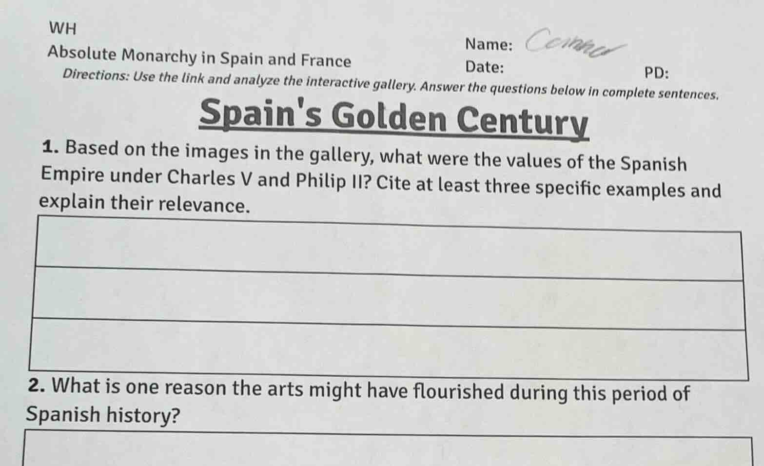 wh name: absolute monarchy in spain and france date: \t\t\t\t\t\t\tpd: …