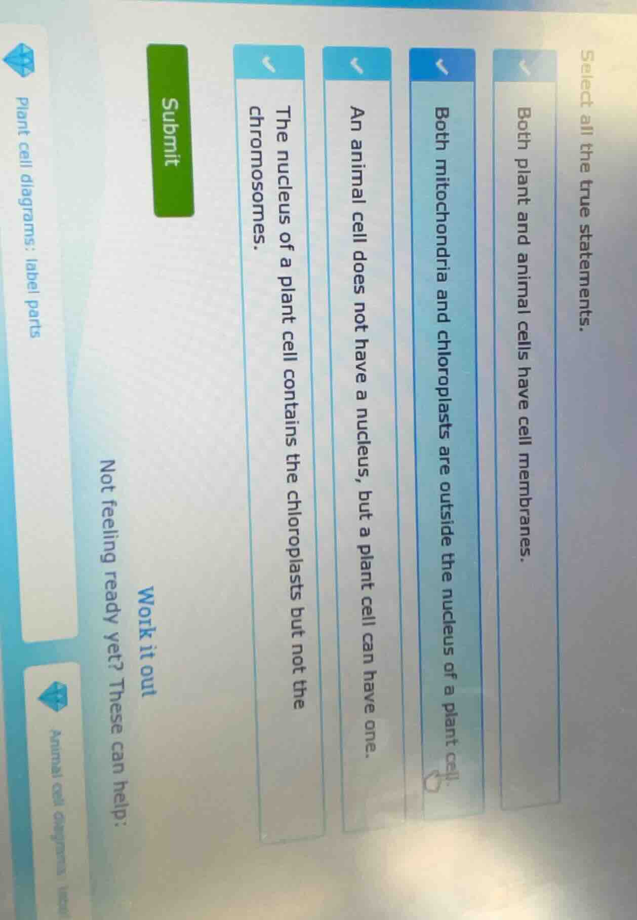 select all the true statements. both plant and animal cells have cell m…