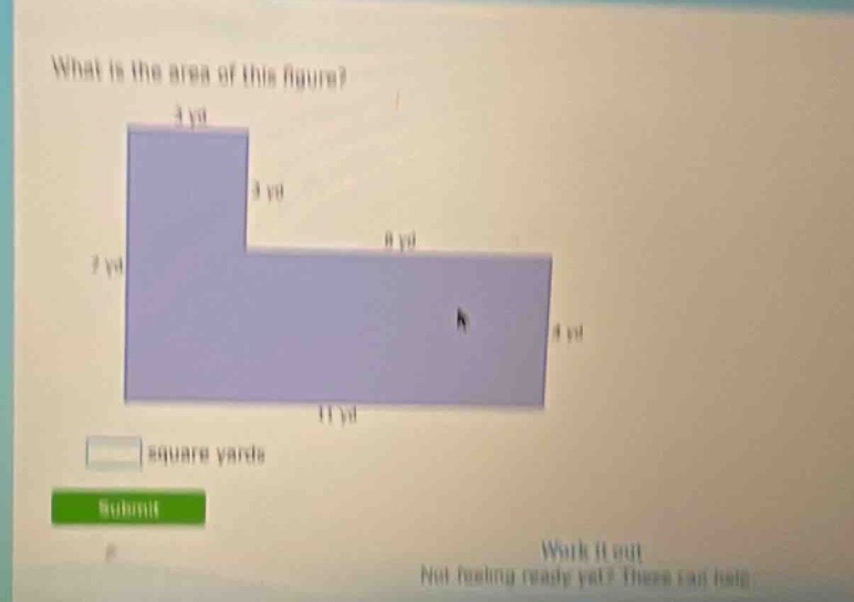 what is the area of this figure? 3 yd 3 yd 8 yd 7 yd 4 yd 11 yd square …