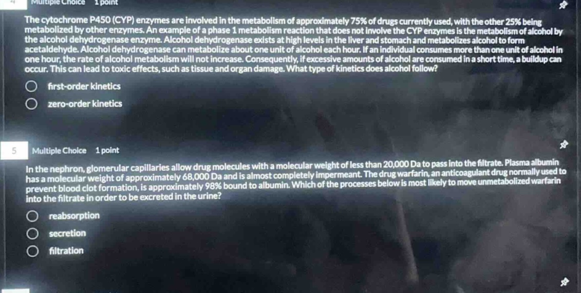 4 multiple choice 1 point the cytochrome p450 (cyp) enzymes are involve…