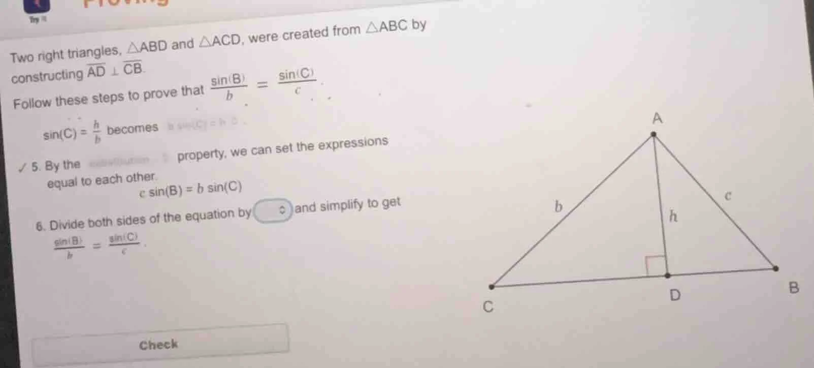 two right triangles, $\\triangle abd$ and $\\triangle acd$, were create…