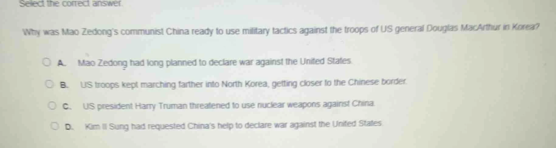 select the correct answer. why was mao zedongs communist china ready to…