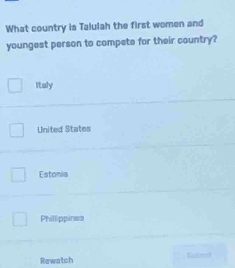what country is talulah the first women and youngest person to compete …