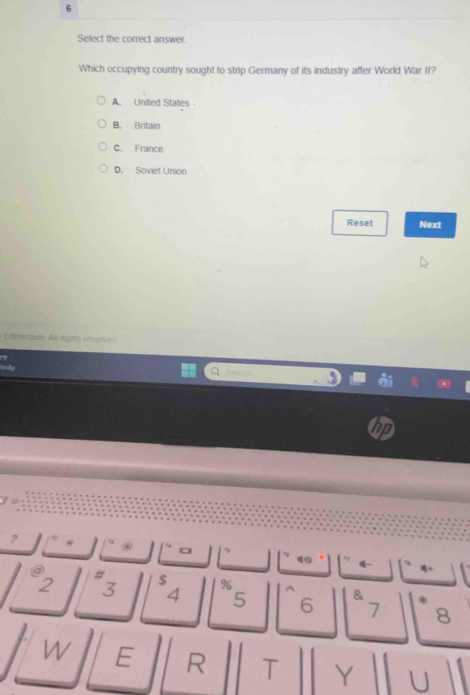 6 select the correct answer. which occupying country sought to strip ge…