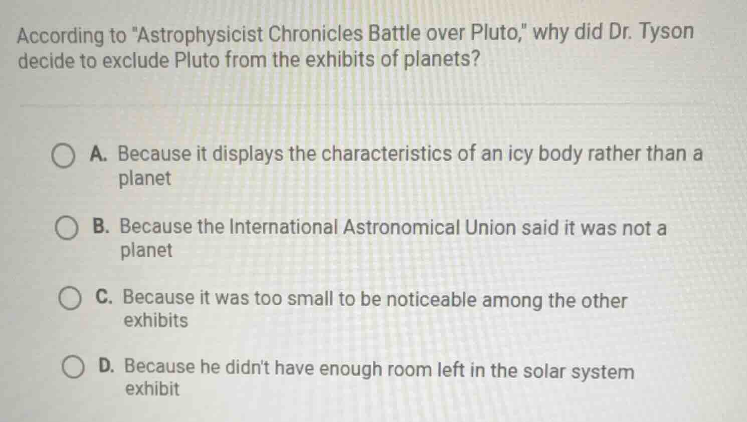 according to \astrophysicist chronicles battle over pluto,\ why did dr.…