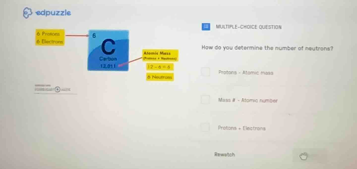 multiple-choice question how do you determine the number of neutrons? p…