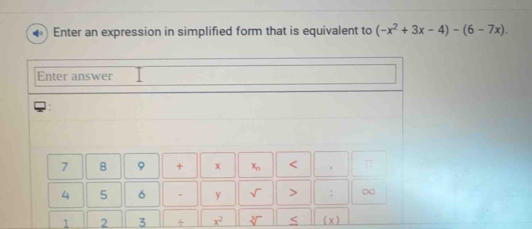 enter an expression in simplified form that is equivalent to $(-x^2 + 3…