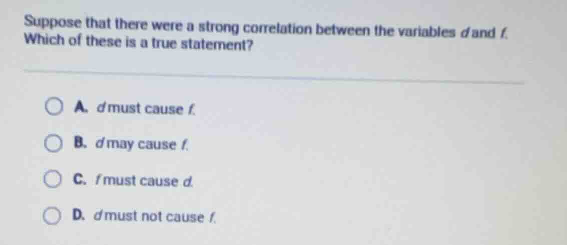 suppose that there were a strong correlation between the variables d an…