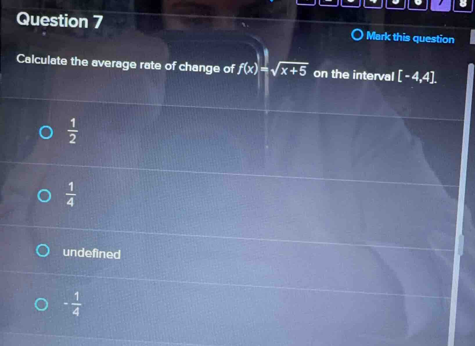 question 7 mark this question calculate the average rate of change of $…