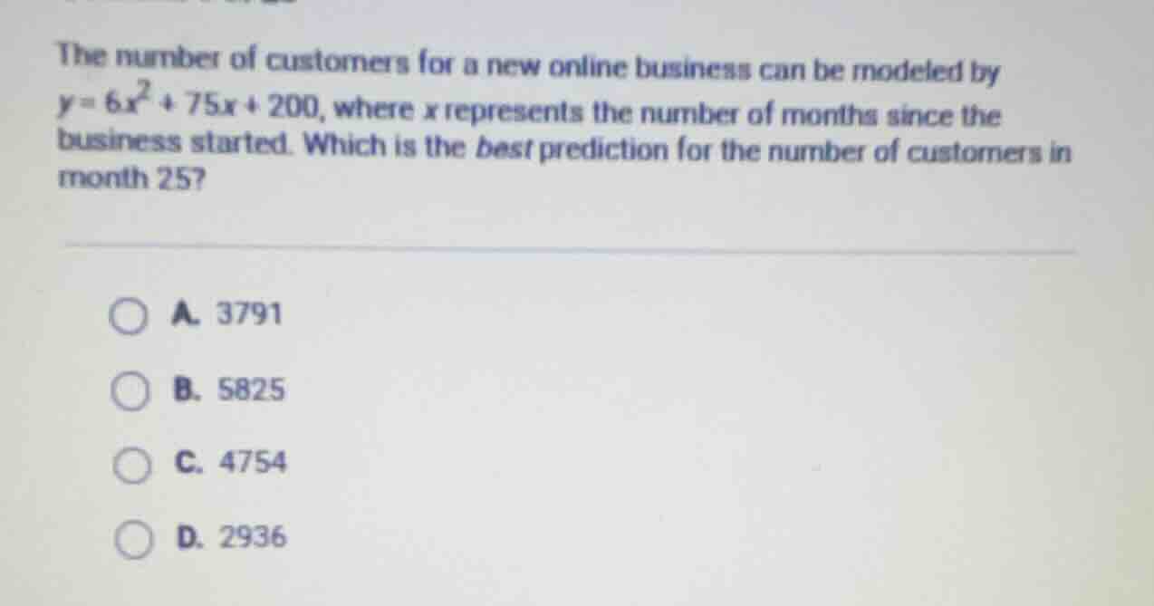 the number of customers for a new online business can be modeled by $y …