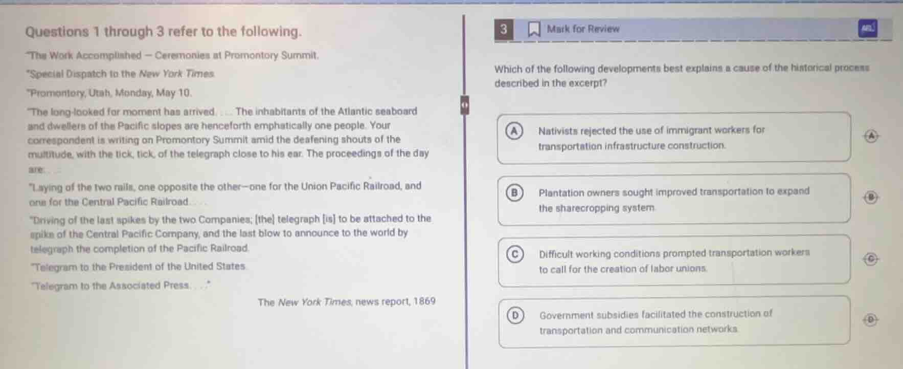 questions 1 through 3 refer to the following. the work accomplished - c…