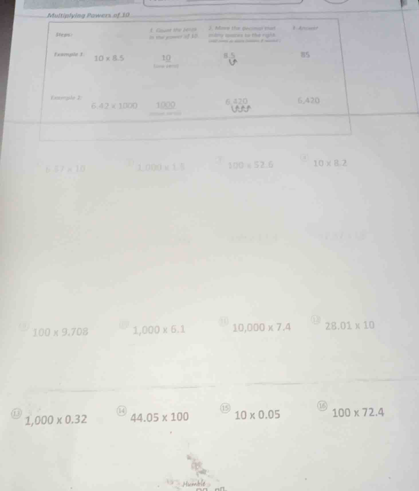 multiplying powers of 10 steps: 1. count the zeros in the power of 10. …