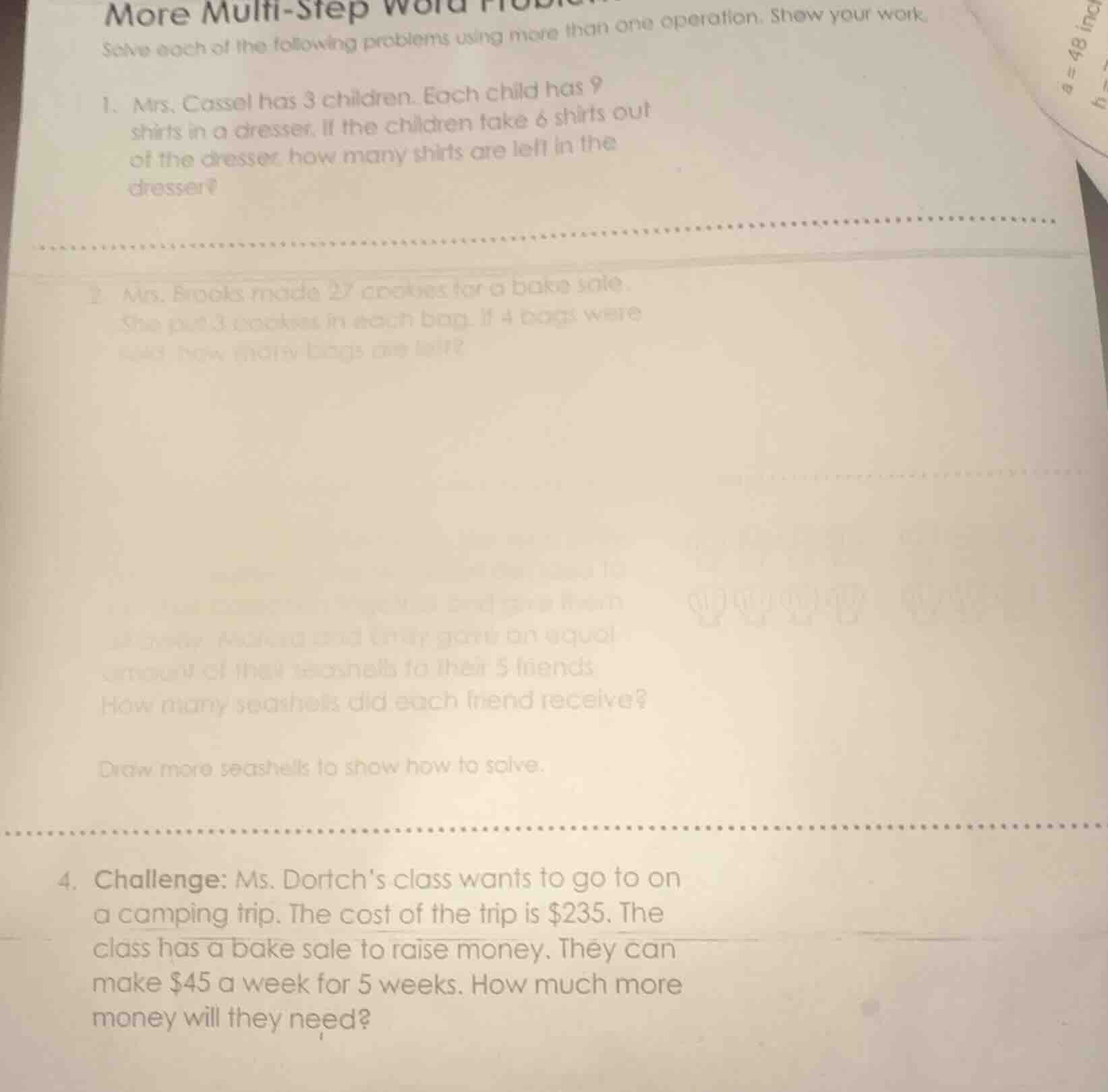 more multi-step word problems solve each of the following problems usin…