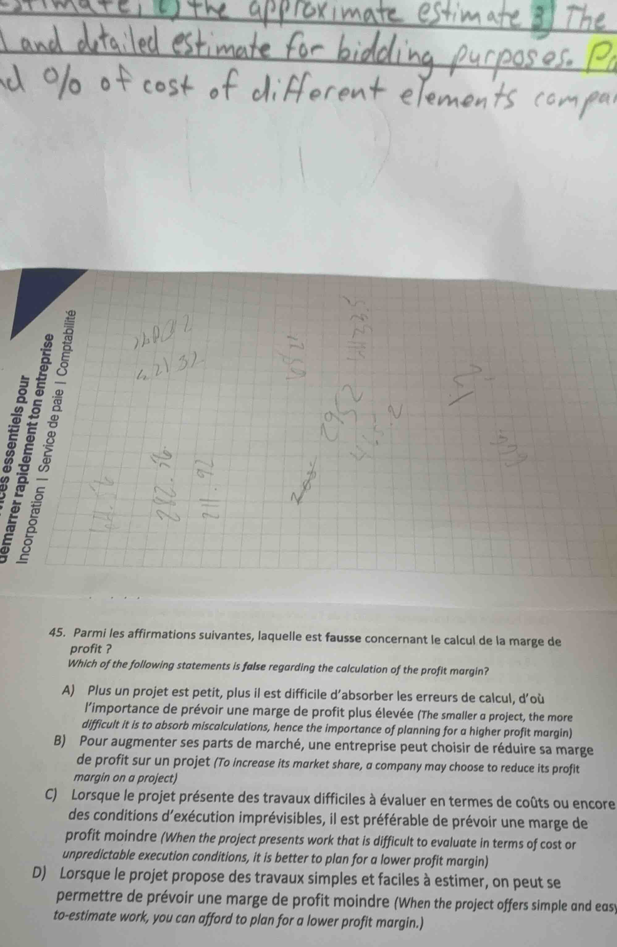 the approximate estimate 3) the and detailed estimate for bidding purpo…