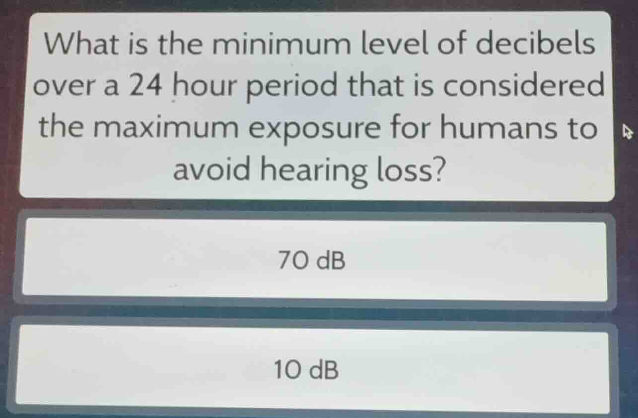 what is the minimum level of decibels over a 24 hour period that is con…