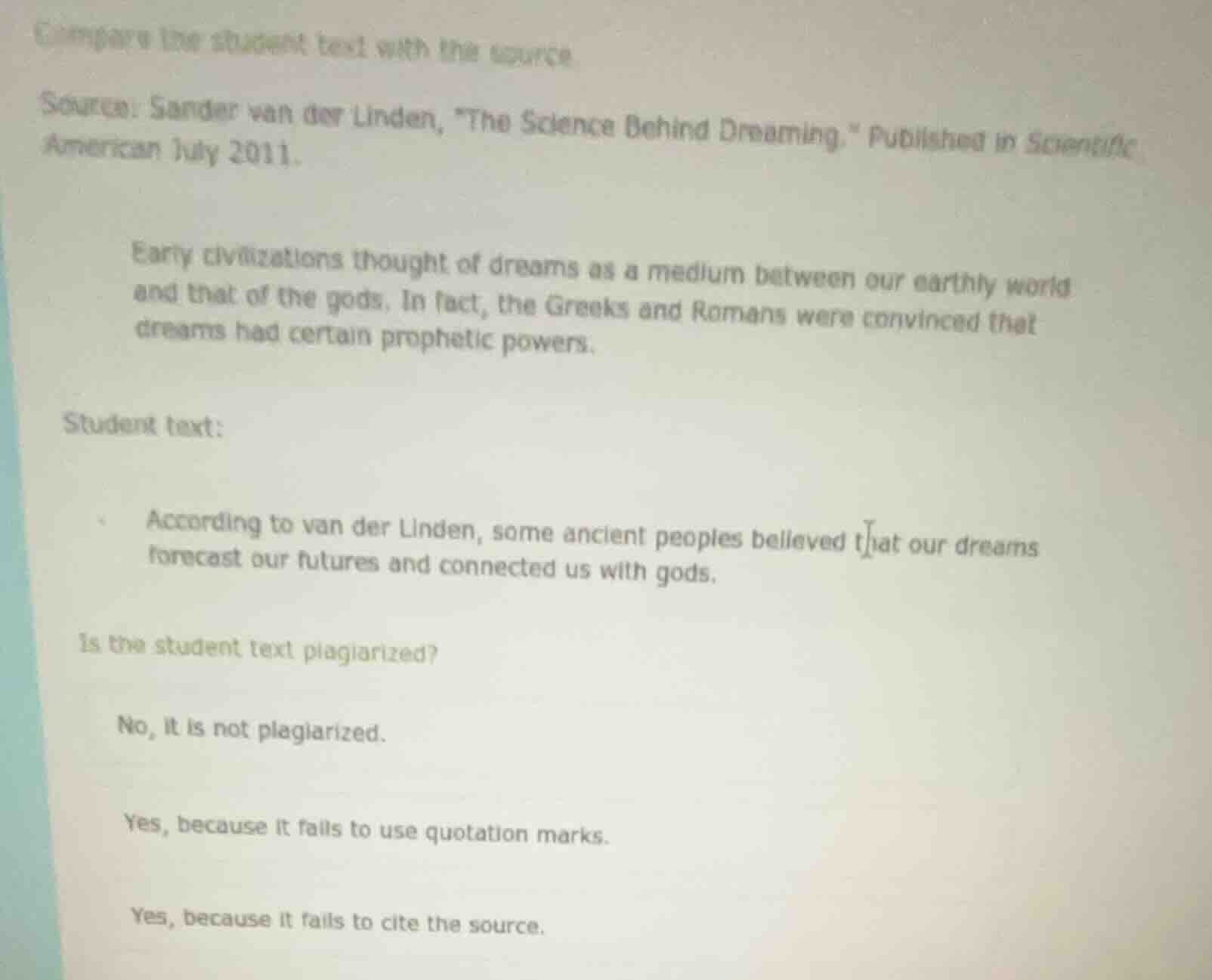 compare the student text with the source. source: sander van der linden…