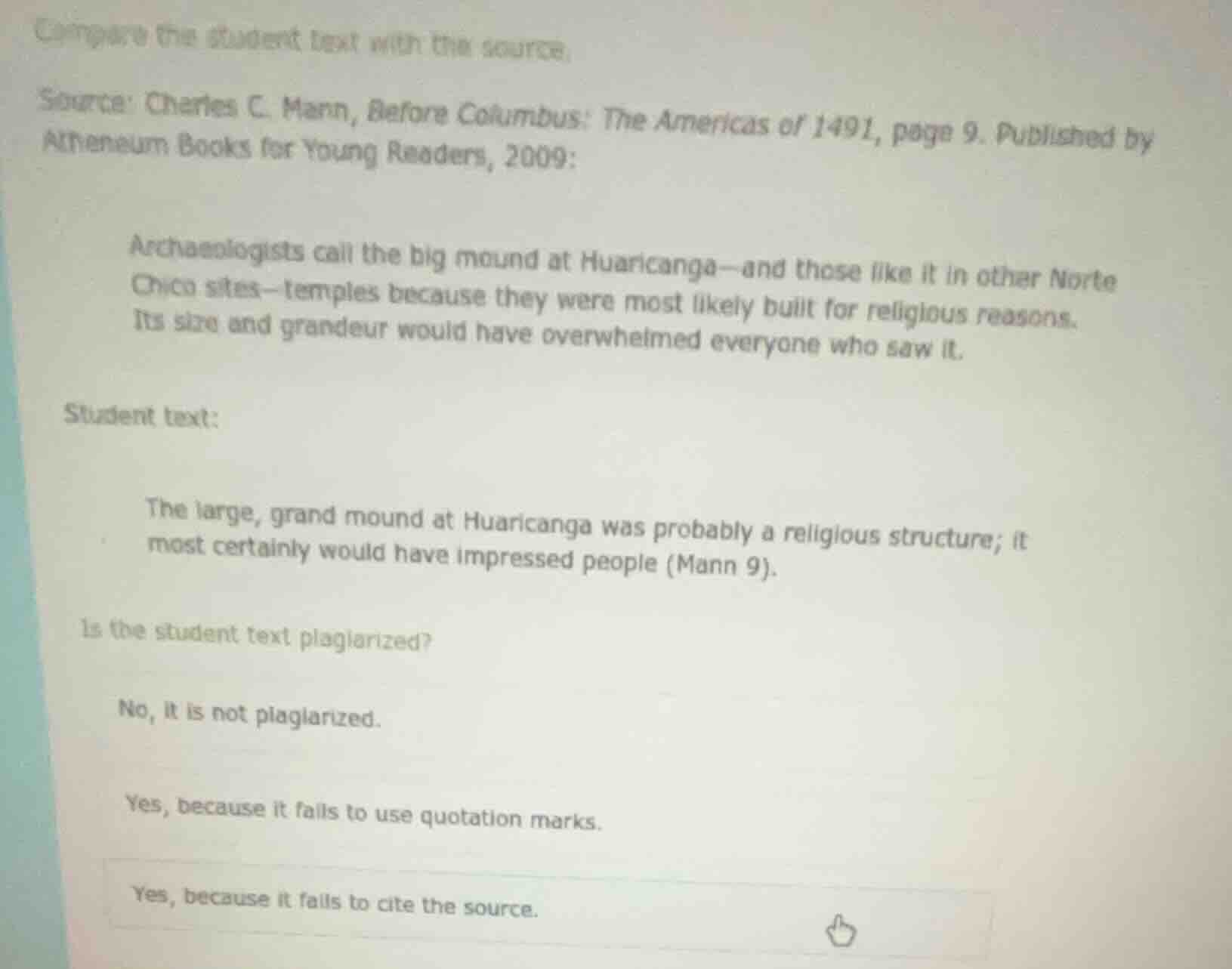 compare the student text with the source. source: charles c. mann, befo…