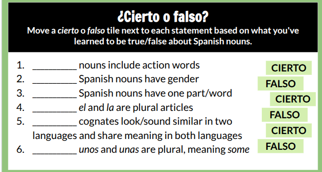 ¿cierto o falso? move a cierto o falso tile next to each statement base…