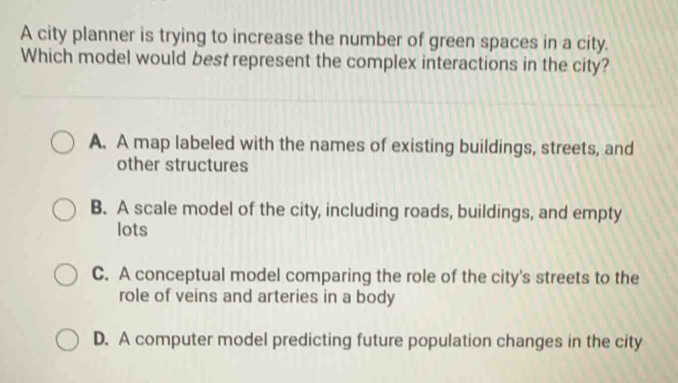 a city planner is trying to increase the number of green spaces in a ci…