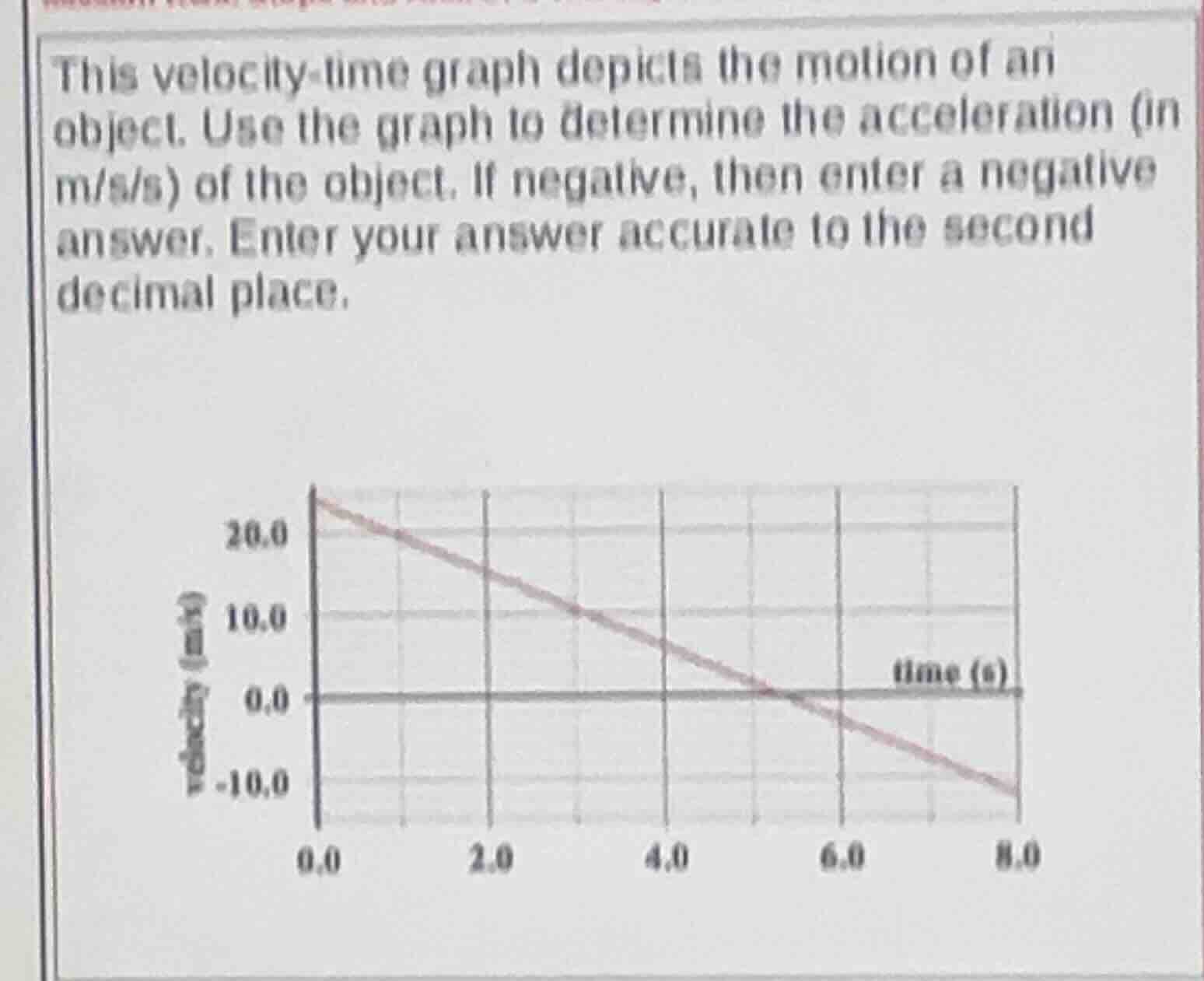 this velocity-time graph depicts the motion of an object. use the graph…