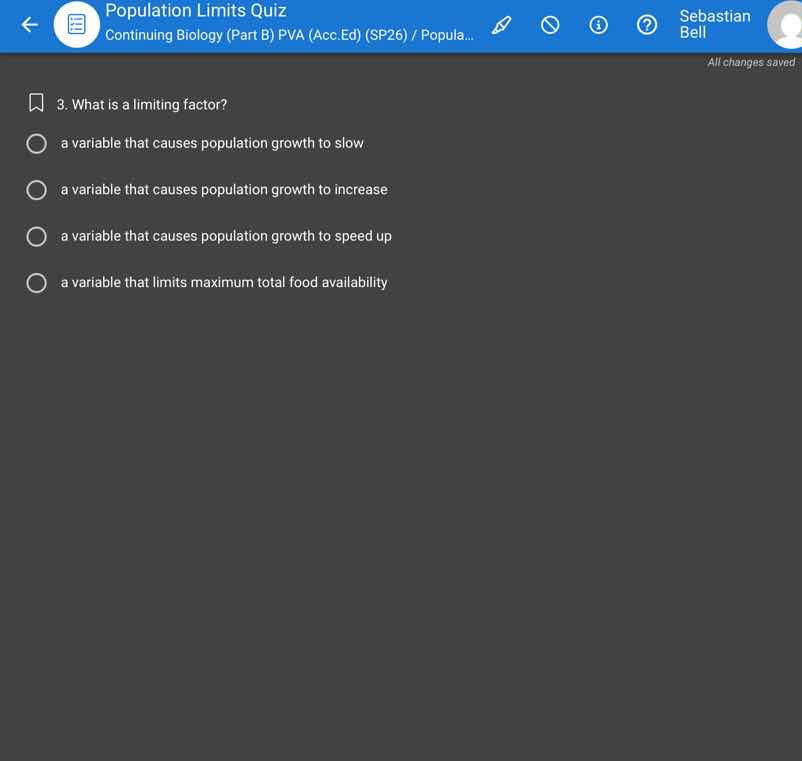 population limits quiz continuing biology (part b) pva (acc.ed) (sp26) …