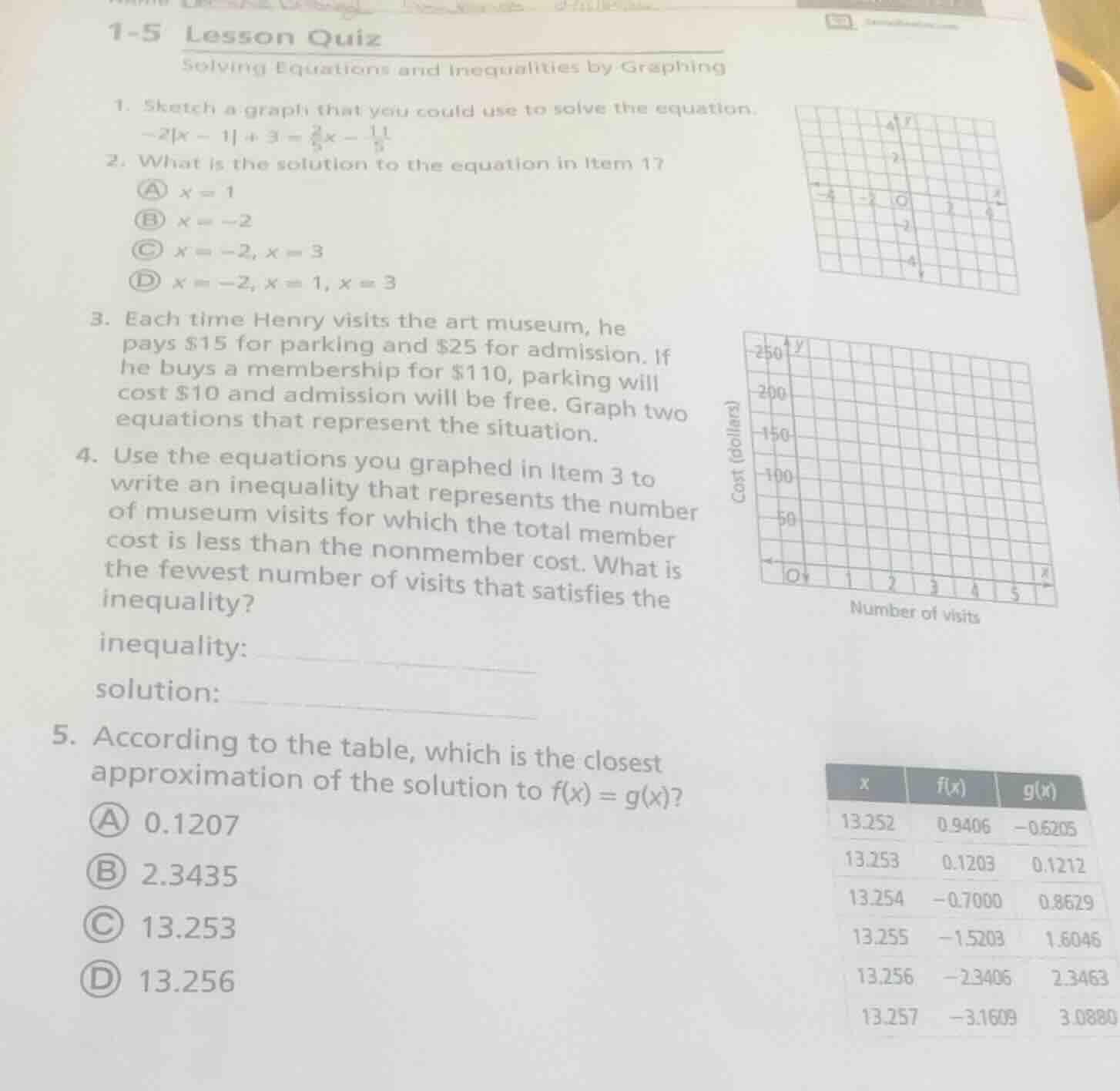 1-5 lesson quizsolving equations and inequalities by graphing1. sketch …