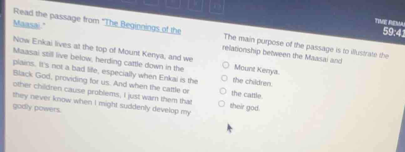 read the passage from \the beginnings of the maasai. ow enkai lives at …