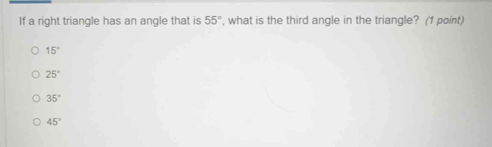 if a right triangle has an angle that is $55^\\circ$, what is the third…