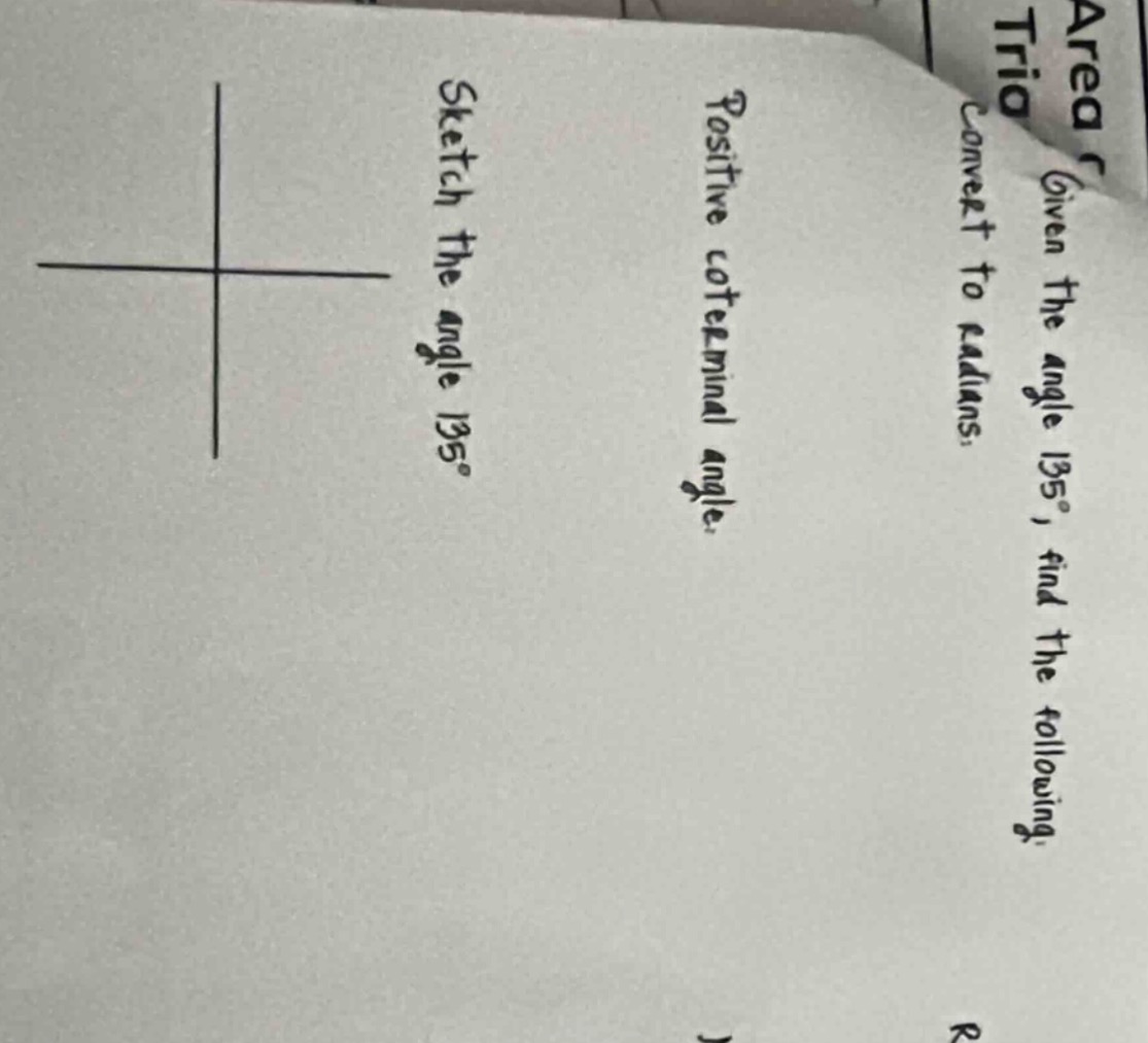 given the angle $135^{\\circ}$, find the following: 1. convert to radia…