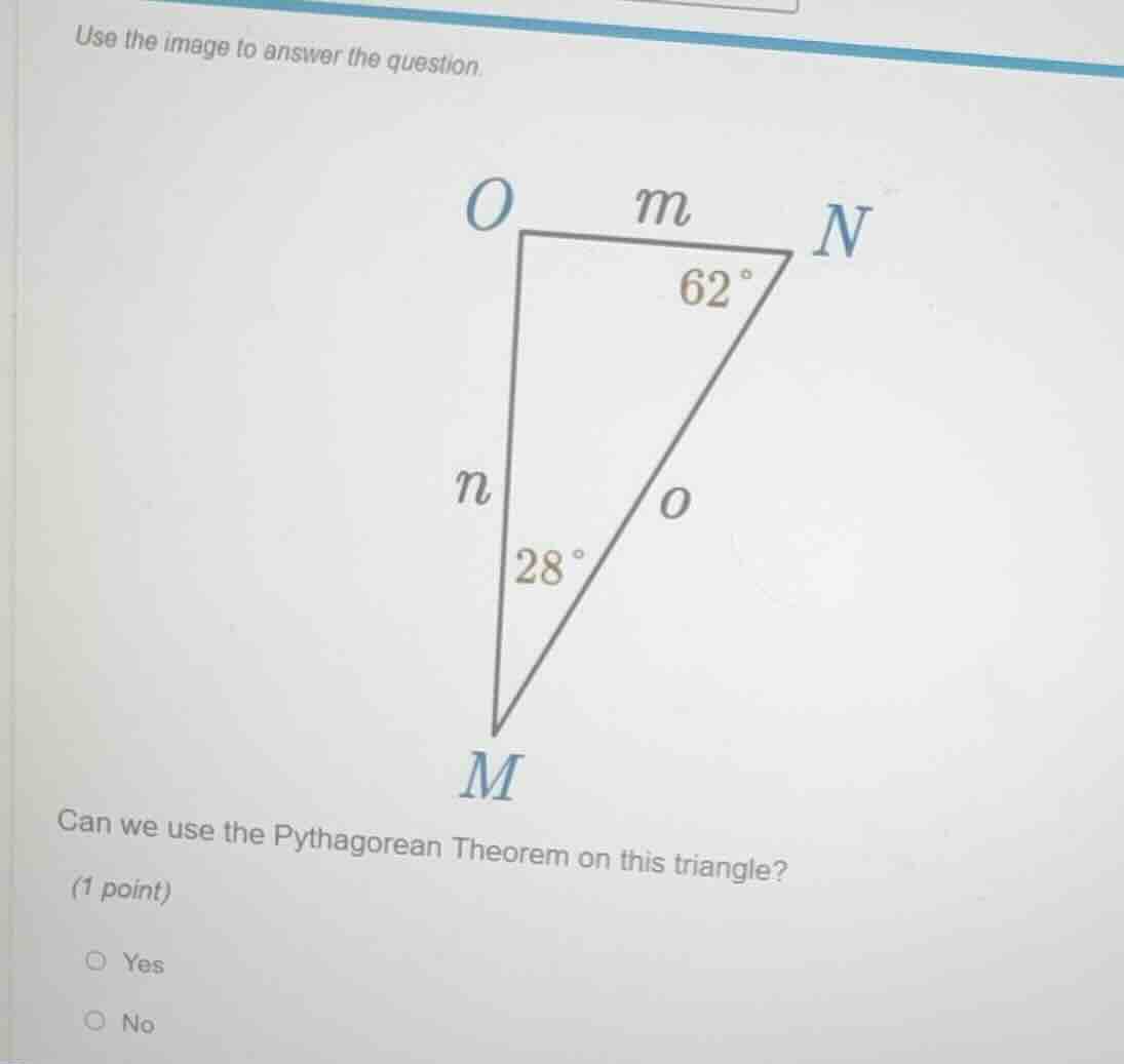 use the image to answer the question.can we use the pythagorean theorem…