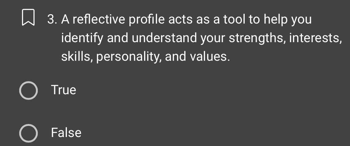 3. a reflective profile acts as a tool to help you identify and underst…